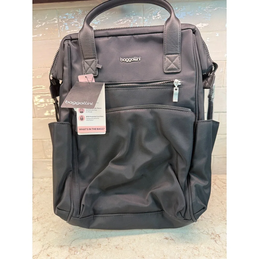 Baggallini Soho Backpack Black Water-Repellent Laptop Bag Travel 15" NWT - Picture 1 of 6